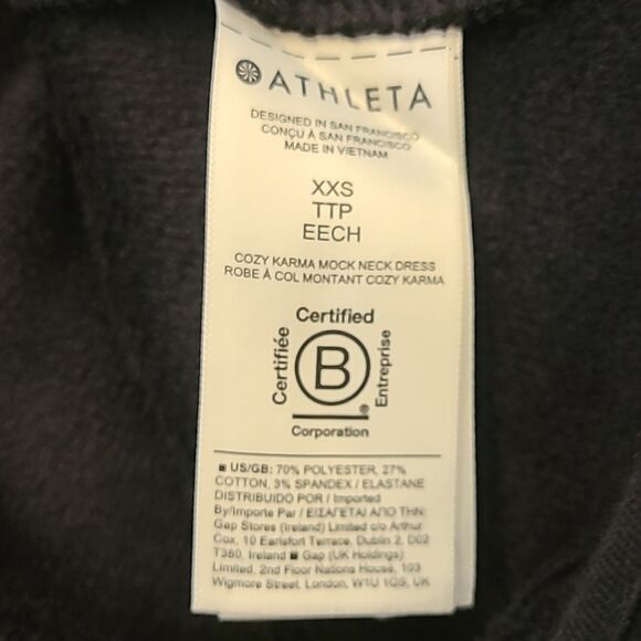 Athleta Cozy Karma Asymmetrical Neckline Sweatshirt Dress Black Size XXS - Picture 11 of 16